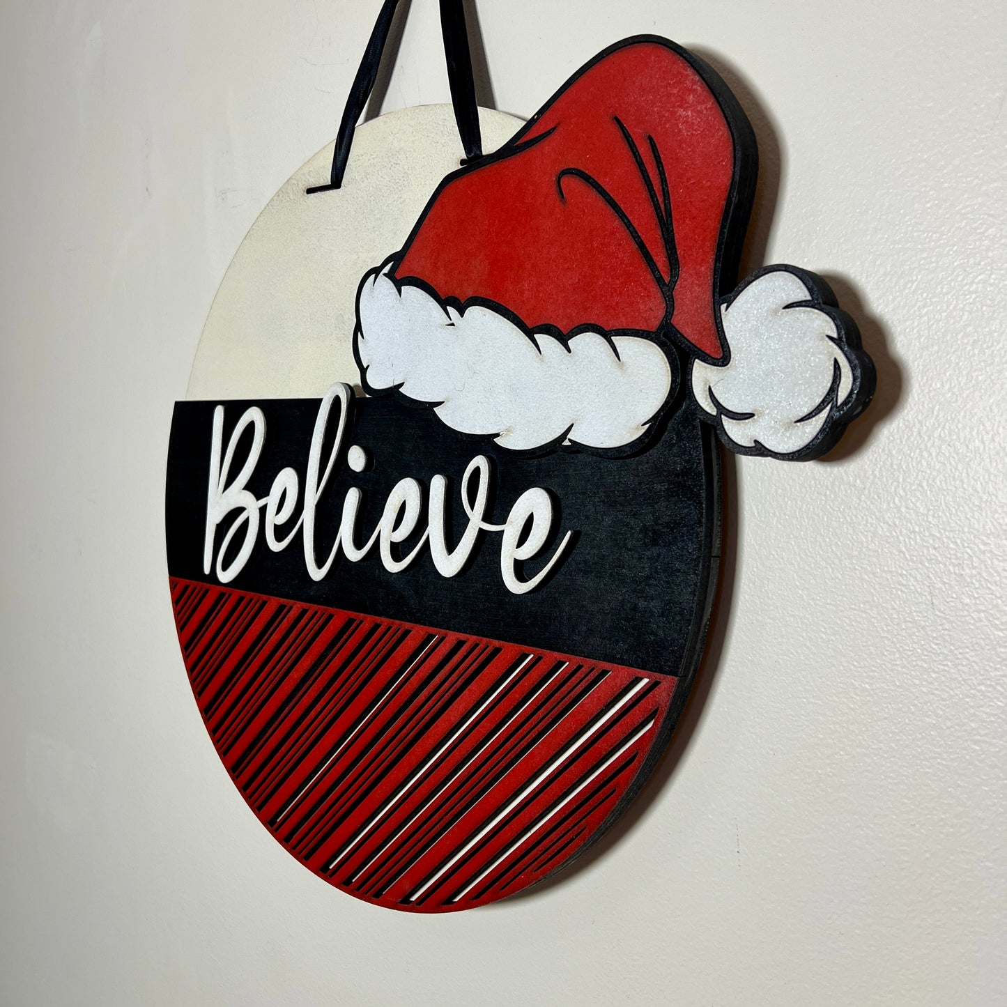 Door Hanger - Christmas Believe Santa Hat