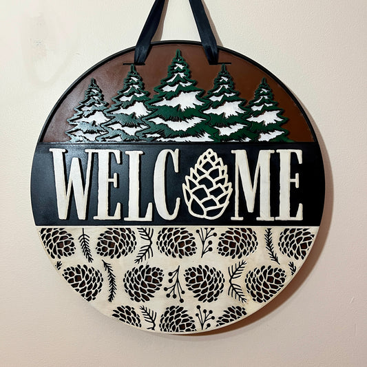 Door Hanger - Welcome Fall/Winter Acorns